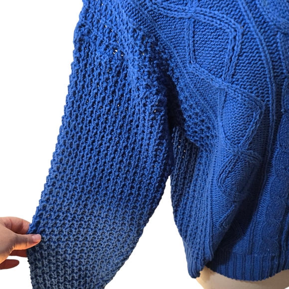 La Foret Vintage 80s Chunky Knit Sweater Stranger Things Style -Cobalt Blue S/M - Picture 4 of 5